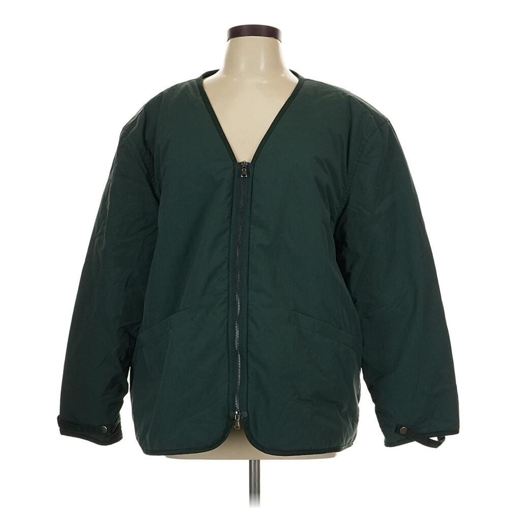 Richie Le Nylon Jacket Double Zipper Pulls Streetwear Jade Forest Green Large